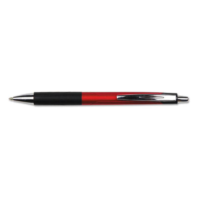 Universal Comfort Grip Ballpoint Pen, Retractable, Medium 1 mm, Red Ink, Red Barrel, Dozen