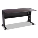 Safco Mobile Computer Desk with Reversible Top, 53.5" x 28" x 30", Mahogany/Medium Oak/Black