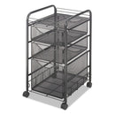 Safco Onyx Mesh Mobile File with Two Supply Drawers, Metal, 1 Shelf, 3 Drawers, 15.75" x 17" x 27", Black