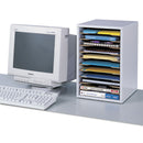 Safco Wood Vertical Desktop Sorter, 11 Compartments, 10.63 x 11.88 x 16, Medium Oak