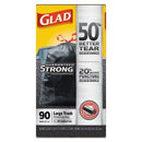 Glad Drawstring Large Trash Bags, 30 gal, 1.05 mil, 30" x 33", Black, 90/Carton