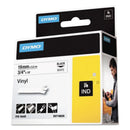 DYMO Rhino Permanent Vinyl Industrial Label Tape, 0.75" x 18 ft, White/Black Print