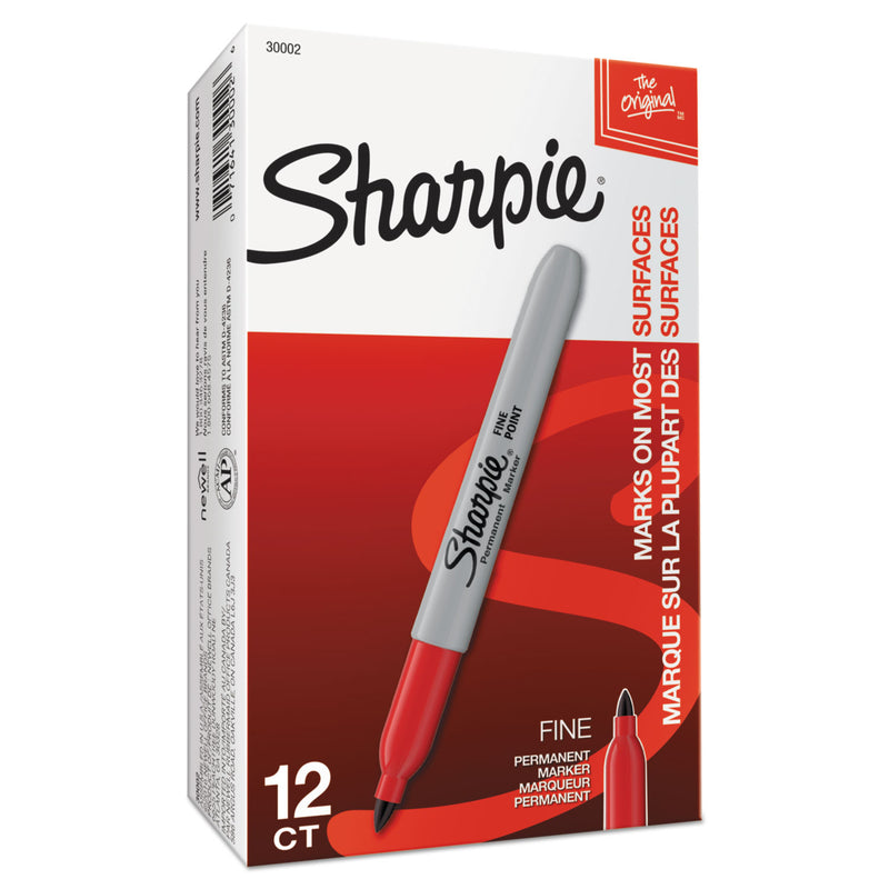 Sharpie Fine Tip Permanent Marker, Fine Bullet Tip, Red, Dozen