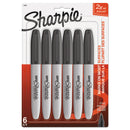 Sharpie Super Permanent Marker, Fine Bullet Tip, Black, 6/Pack