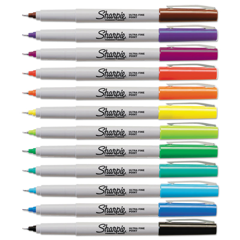 Sharpie Ultra Fine Tip Permanent Marker, Extra-Fine Needle Tip, Assorted Colors, Dozen