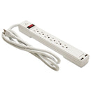 Innovera Surge Protector, 6 AC Outlets/2 USB Ports, 6 ft Cord, 1,080 J, White