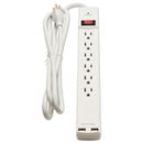 Innovera Surge Protector, 6 AC Outlets/2 USB Ports, 6 ft Cord, 1,080 J, White
