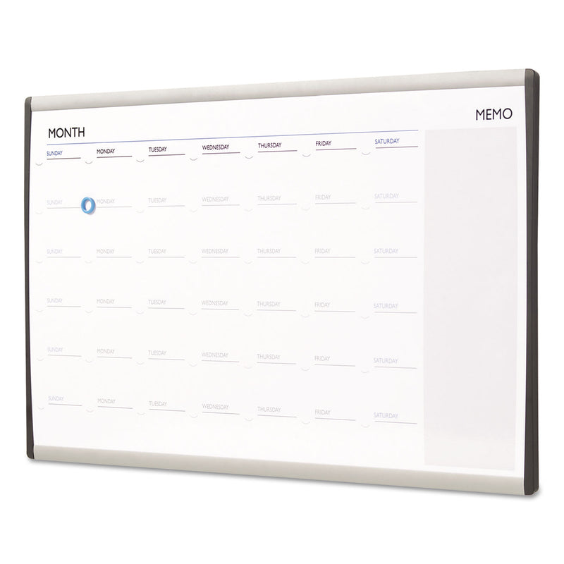 Quartet Magnetic Dry-Erase Calendar, 18 x 30, White Surface, Silver Aluminum Frame