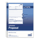 TOPS Spiralbound Proposal Form Book, Two-Part Carbonless, 8.5 x 11, 1/Page, 50 Forms