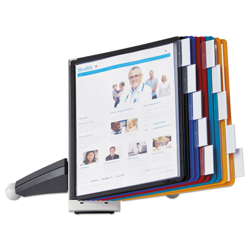 Durable SHERPA Desk Reference System, 10 Panels, 10 x 5.63 x 13.88, Assorted Borders