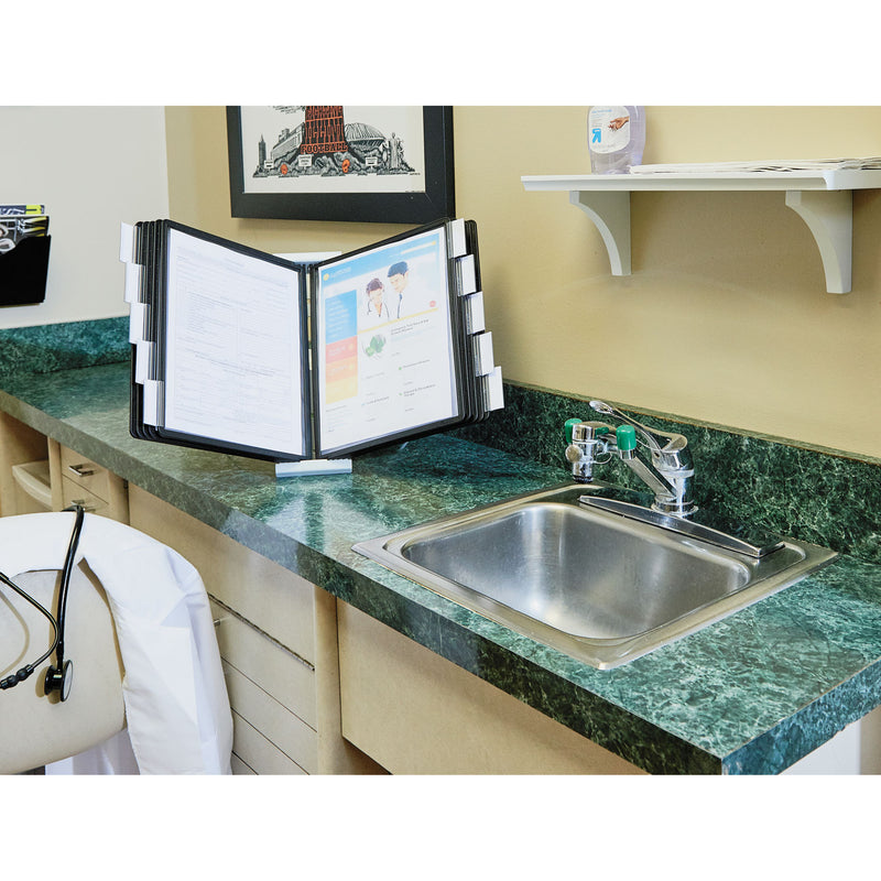 Durable InstaView Expandable Desktop Reference System, 10 Panels, Black Borders