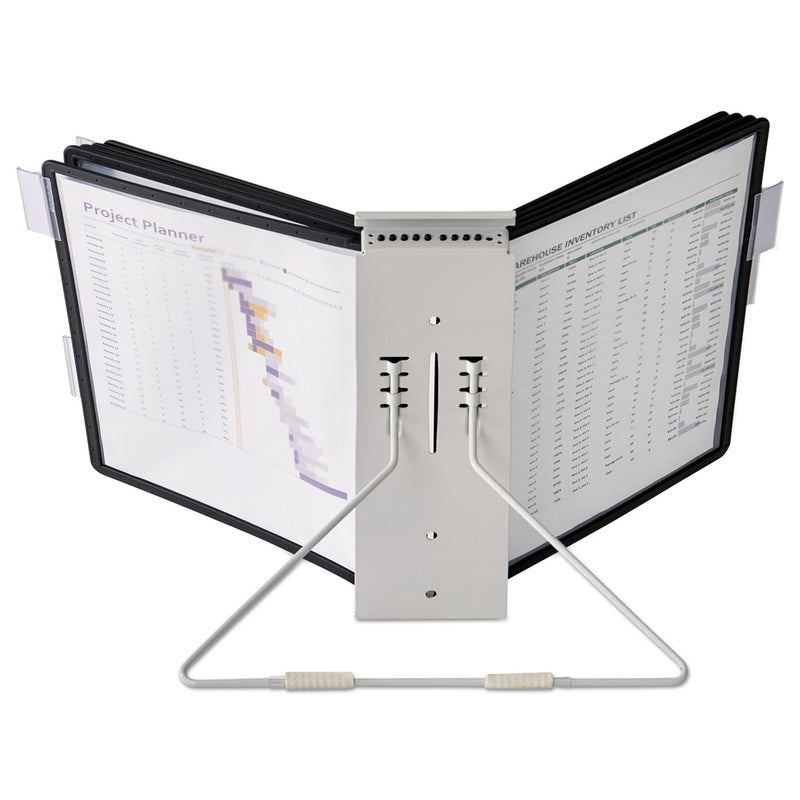 Durable InstaView Expandable Desktop Reference System, 10 Panels, Black Borders
