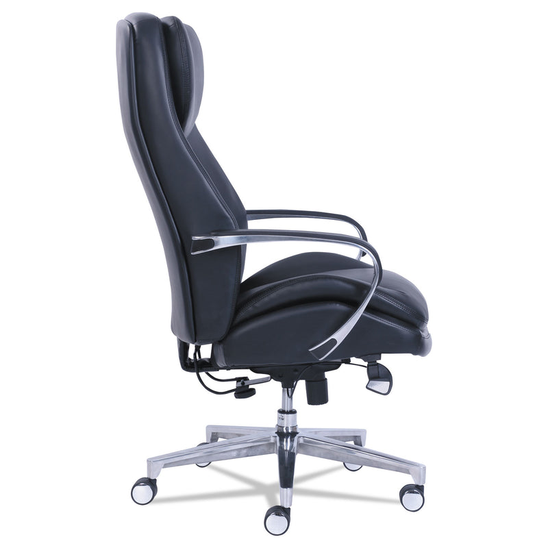 La-Z-Boy Commercial 2000 Big/Tall Executive Chair, Lumbar, Supports 400 lb, 20.25" to 23.25" Seat Height, Black Seat/Back, Silver Base