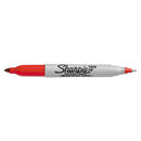 Sharpie Twin-Tip Permanent Marker, Extra-Fine/Fine Bullet Tips, Red, Dozen
