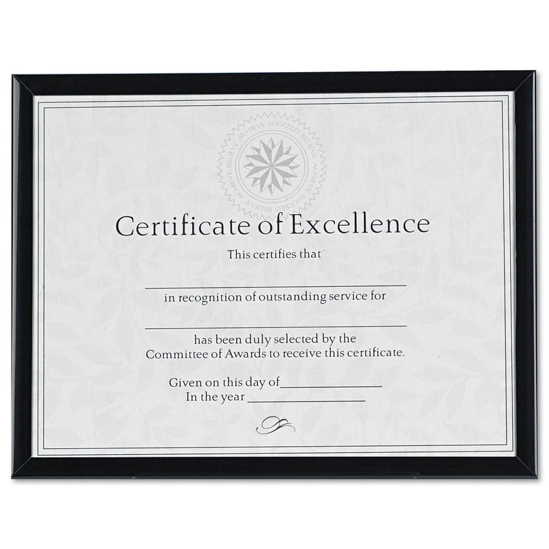 DAX Value U-Channel Document Frame with Certificate, 8.5 x 11, Black