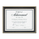 DAX Gold-Trimmed Document Frame with Certificate, Plastic/Glass, 8.5 x 11, Black