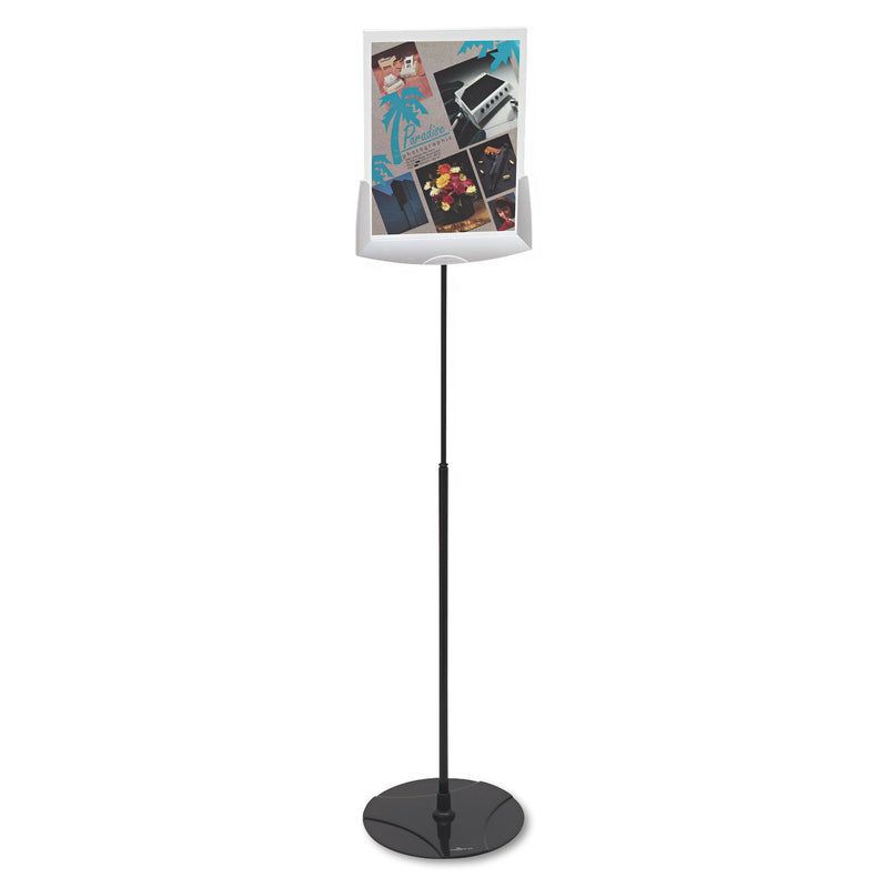 Durable Sherpa Infobase Sign Stand, Acrylic/Metal, 40" to 60" High, Gray