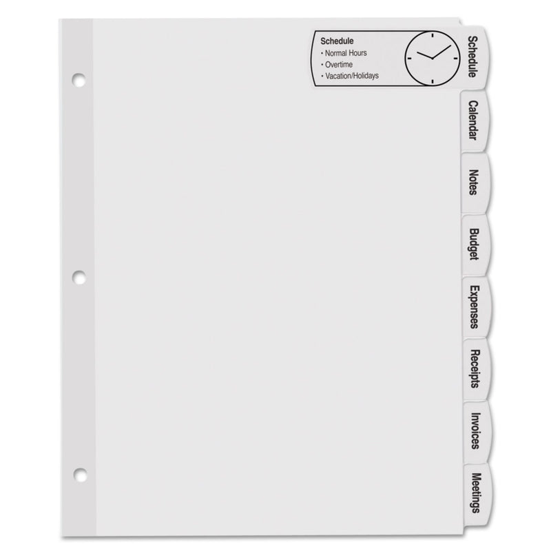 Avery Big Tab Printable Large White Label Tab Dividers, 8-Tab, 11 x 8.5, White, 20 Sets
