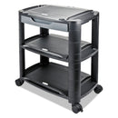 Alera 3-in-1 Cart/Stand, Plastic, 3 Shelves, 1 Drawer, 100 lb Capacity, 21.63" x 13.75" x 24.75", Black/Gray
