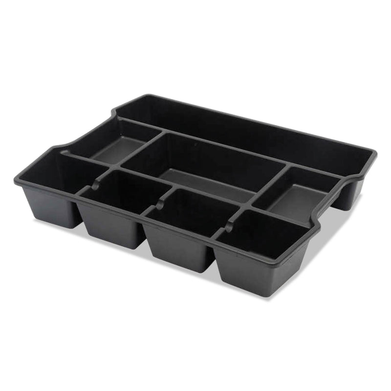 Universal High Capacity Drawer Organizer, Eight Compartments, 14.88 x 11.88 x 2.5, Plastic, Black