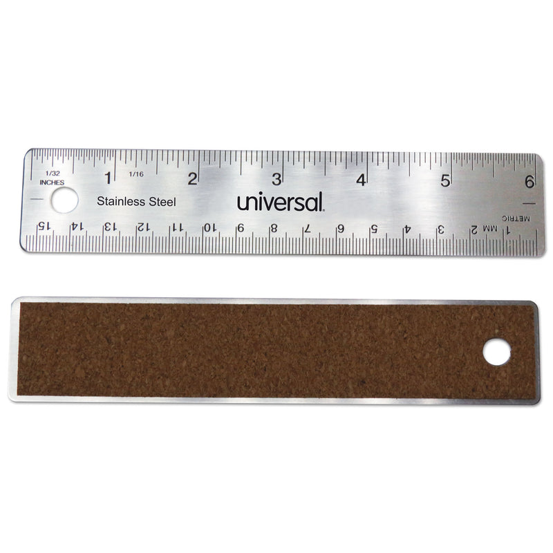 Universal Stainless Steel Ruler, Standard/Metric, 6" Long