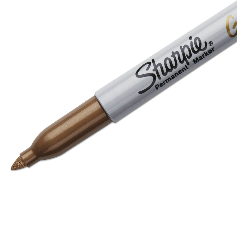 Sharpie Metallic Fine Point Permanent Markers, Fine Bullet Tip, Gold, Dozen