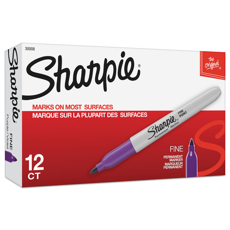 Sharpie Fine Tip Permanent Marker, Fine Bullet Tip, Purple, Dozen