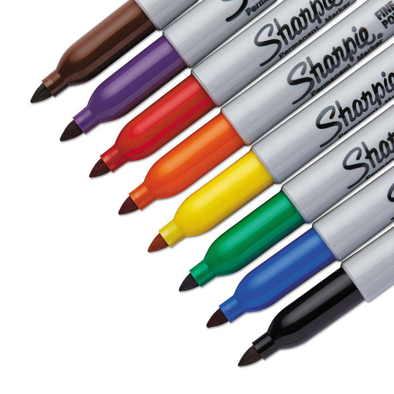 Sharpie Fine Tip Permanent Marker, Fine Bullet Tip, Assorted Colors, 8/Set