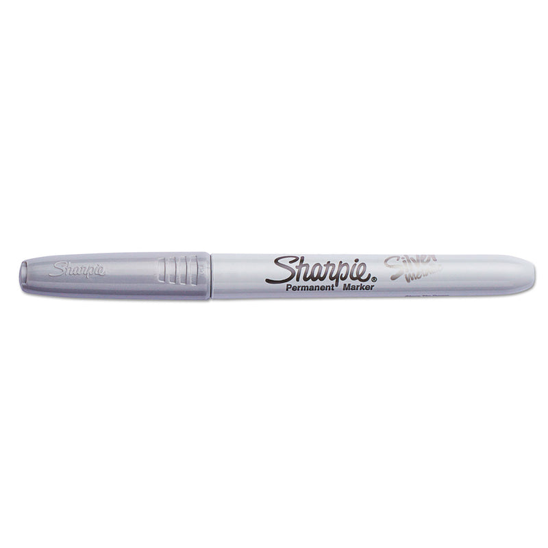 Sharpie Metallic Fine Point Permanent Markers, Fine Bullet Tip, Metallic Silver, 4/Pack