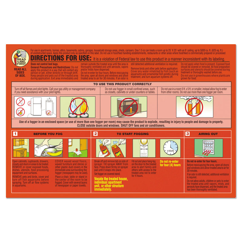 Raid Concentrated Deep Reach Fogger, 1.5 oz Aerosol Spray, 3/Pack, 12 Packs/Carton