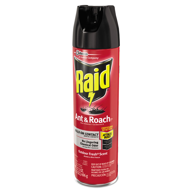 Raid Ant and Roach Killer, 17.5 oz Aerosol Spray, Outdoor Fresh, 12/Carton