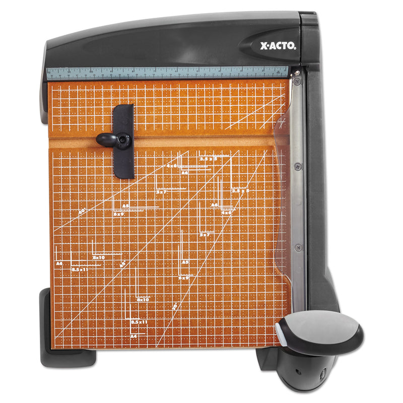 X-ACTO 12-Sheet Laser Guillotine Trimmer, 2" Cut Length, Wood Base, 12 x 12
