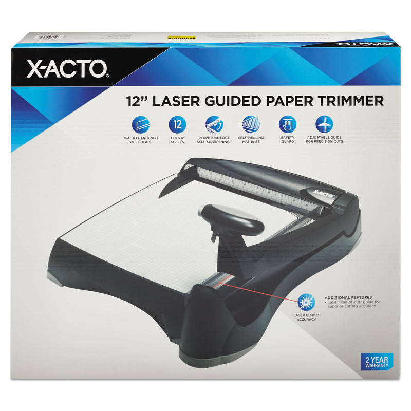 X-ACTO 12-Sheet Laser Guillotine Trimmer, 12" Cut Length, Plastic Base, 12 x 12