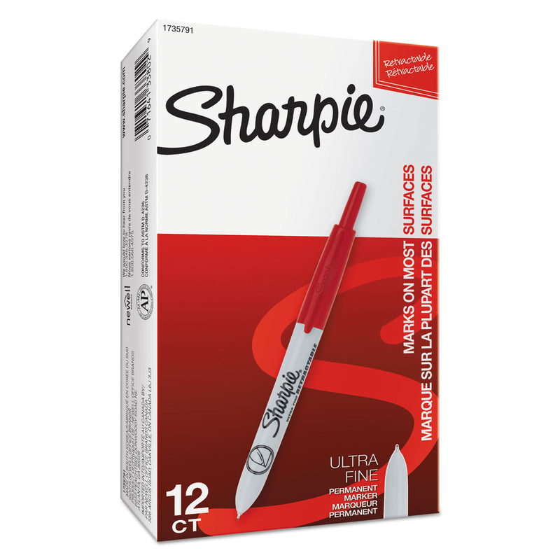 Sharpie Retractable Permanent Marker, Extra-Fine Needle Tip, Red