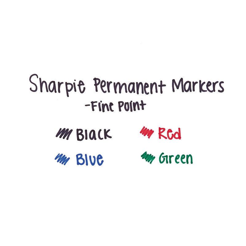 Sharpie Fine Tip Permanent Marker, Fine Bullet Tip, Assorted Colors, 4/Set