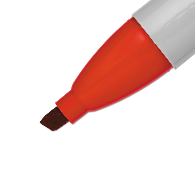 Sharpie Chisel Tip Permanent Marker, Medium Chisel Tip, Red, Dozen
