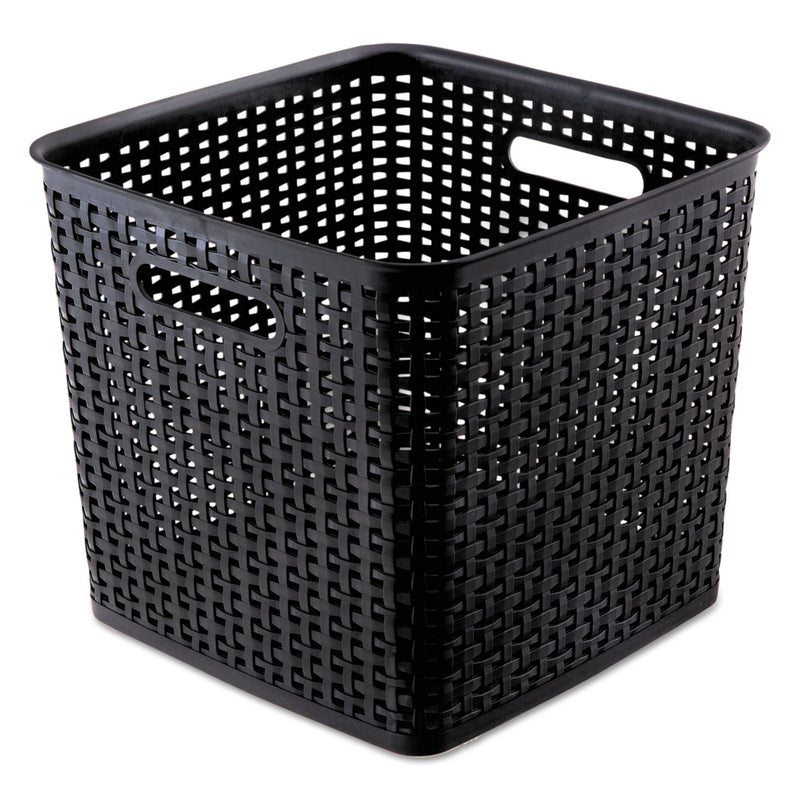 Advantus Plastic Weave Bin, Extra Large, 12.5" x 12.5" x 11.13", Black, 2/Pack