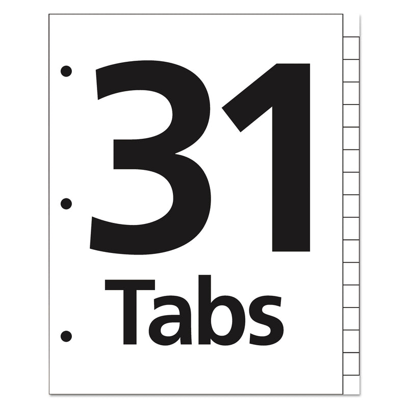 Office Essentials Table 'n Tabs Dividers, 31-Tab, 1 to 31, 11 x 8.5, White, White Tabs, 1 Set