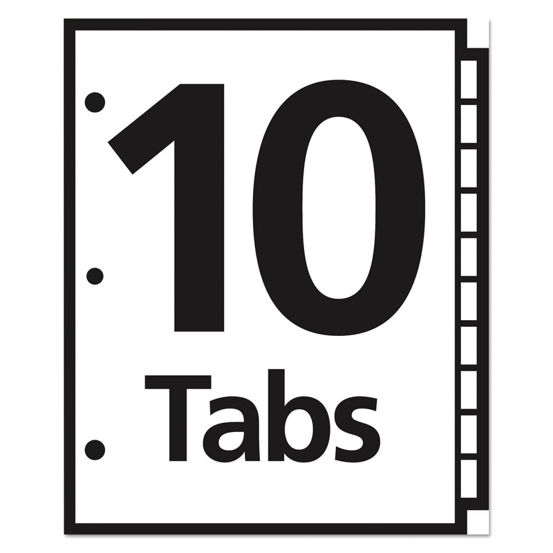 Office Essentials Table 'n Tabs Dividers, 10-Tab, 1 to 10, 11 x 8.5, White, White Tabs, 1 Set