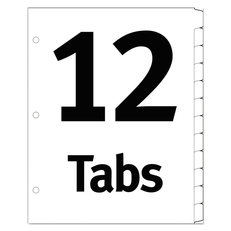 Office Essentials Table 'n Tabs Dividers, 12-Tab, Jan. to Dec., 11 x 8.5, White, Assorted Tabs, 1 Set