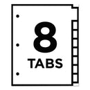 Office Essentials Table 'n Tabs Dividers, 8-Tab, 1 to 8, 11 x 8.5, White, Assorted Tabs, 1 Set