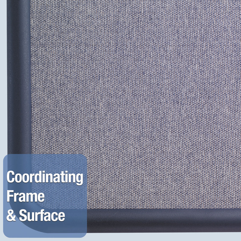 Quartet Contour Fabric Bulletin Board, 36 x 24, Light Blue, Plastic Navy Blue Frame