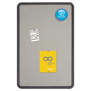 Quartet Contour Fabric Bulletin Board, 48 x 36, Gray Surface, Black Plastic Frame