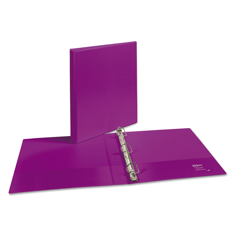Avery Durable View Binder with DuraHinge and Slant Rings, 3 Rings, 1" Capacity, 11 x 8.5, Purple