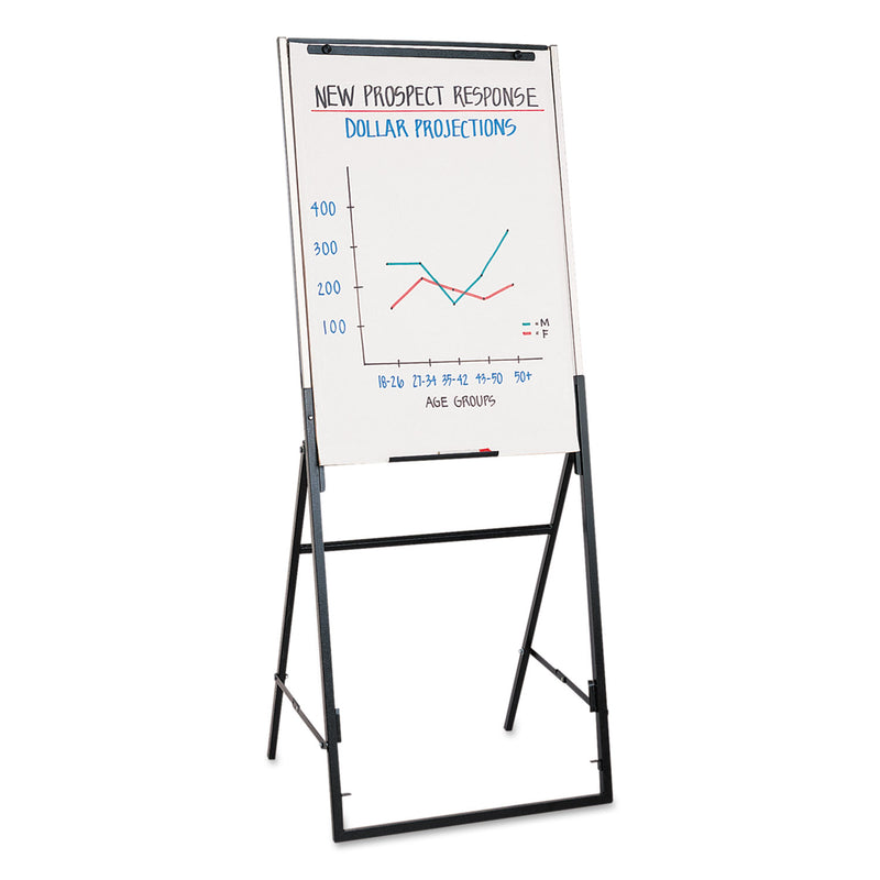 Quartet Futura Dry Erase Presentation Easel, Melamine, 26 x 35, White, Black Frame