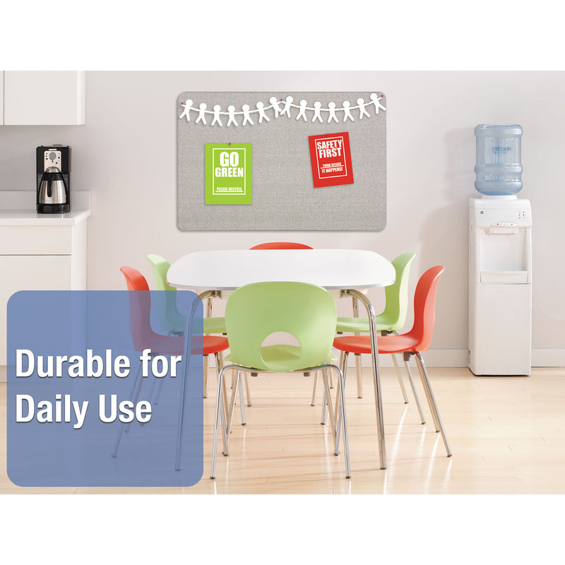 Quartet Oval Office Fabric Bulletin Board, 36 x 24, Gray