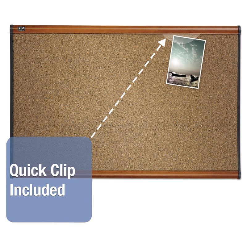 Quartet Prestige Bulletin Board, Brown Graphite-Blend Surface, 48 x 36, Cherry Frame
