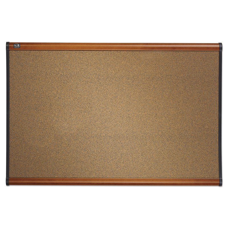 Quartet Prestige Bulletin Board, Brown Graphite-Blend Surface, 36 x 24, Cherry Frame