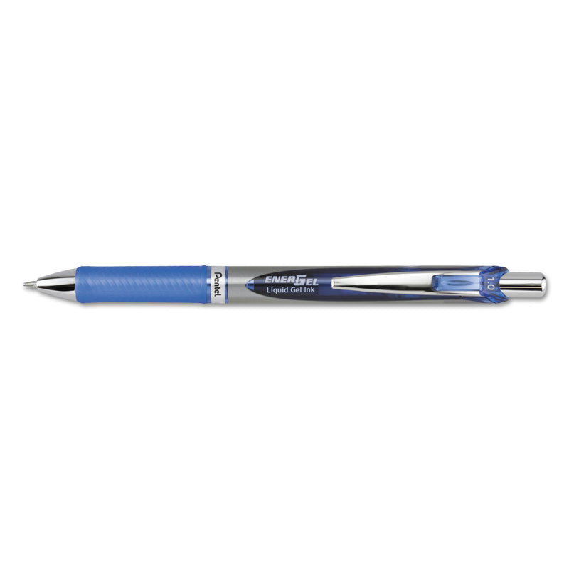 Pentel EnerGel RTX Gel Pen, Retractable, Bold 1 mm, Blue Ink, Blue/Gray Barrel