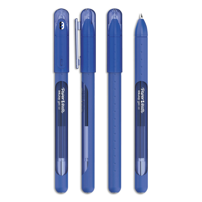 Paper Mate InkJoy Gel Pen, Stick, Medium 0.7 mm, Blue Ink, Blue Barrel, Dozen